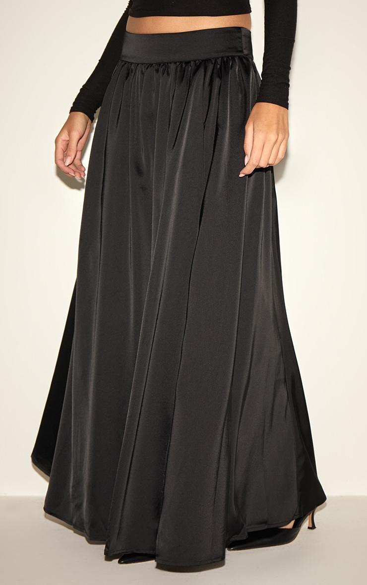 Black Premium Heavy Satin Maxi Skirt Product Image