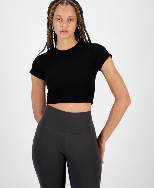 Id Ideology Womens Cropped Rib-Knit T-Shirt, Created for Macys Product Image