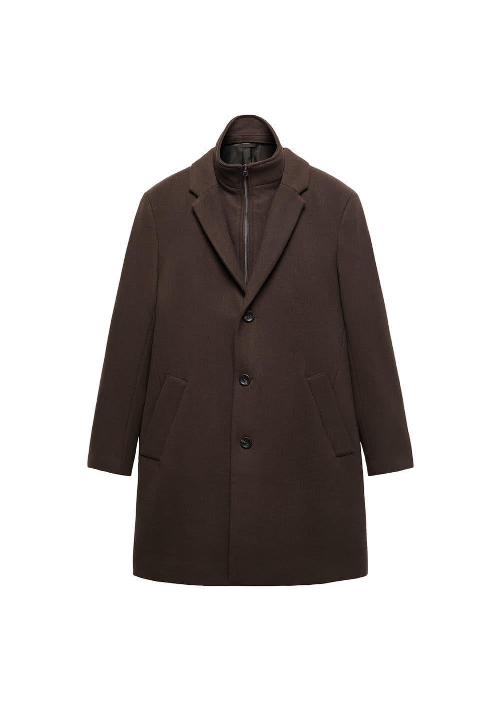 MANGO MAN - Wool coat with detachable collar brownMen Product Image