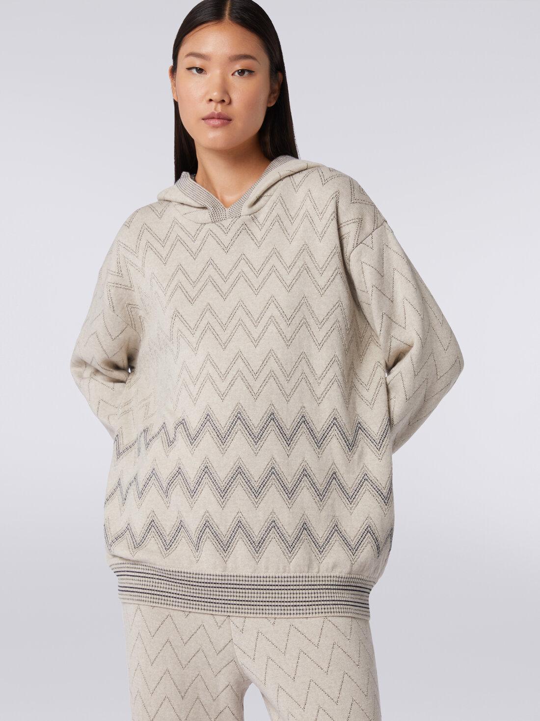 Zigzag wool blend pullover with lurex Beige | Missoni Product Image