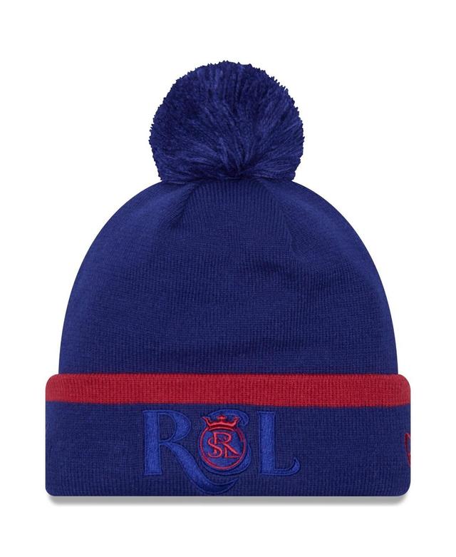 Mens New Era Blue Real Salt Lake Wordmark Kick Off Cuffed Knit Hat with Pom Product Image