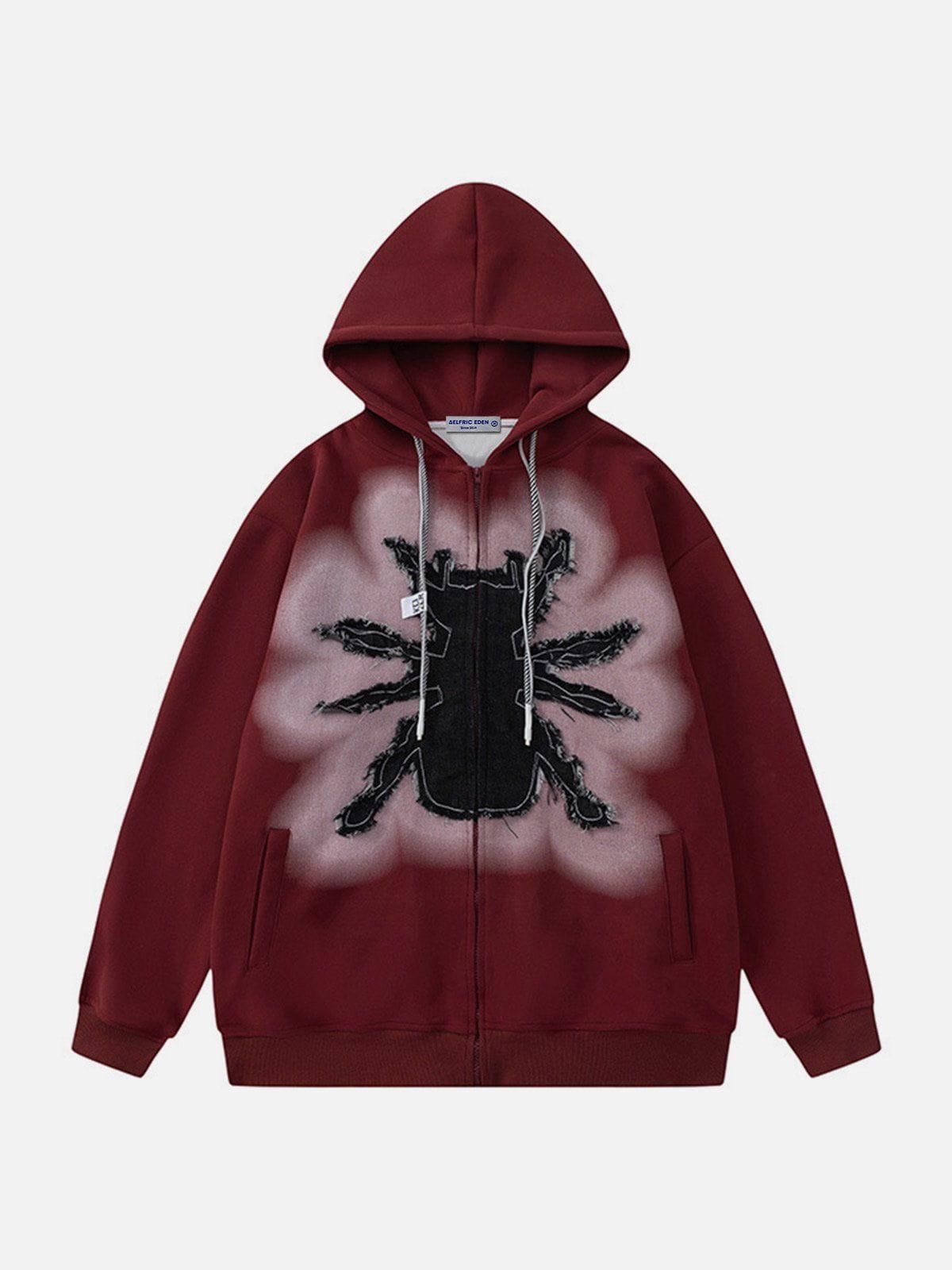 Aelfric Eden Applique Embroidery Spider Hoodie Product Image