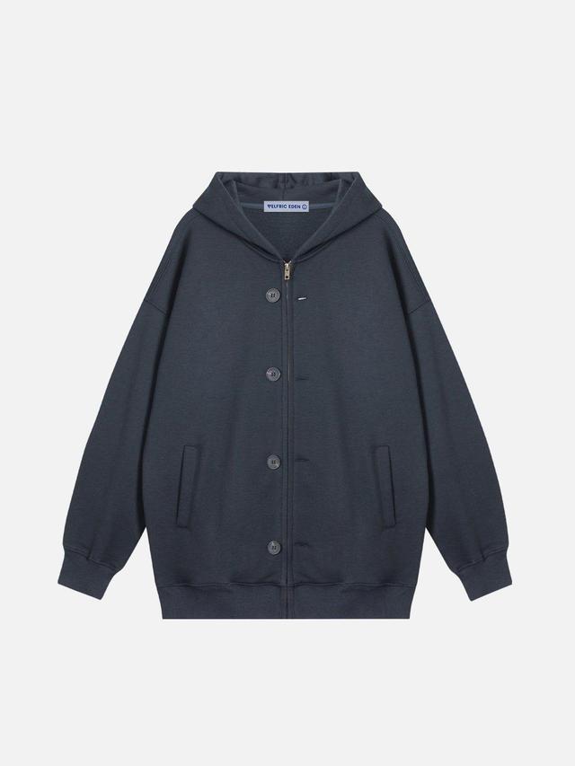 Aelfric Eden Basic Button Zip Up Hoodie Product Image