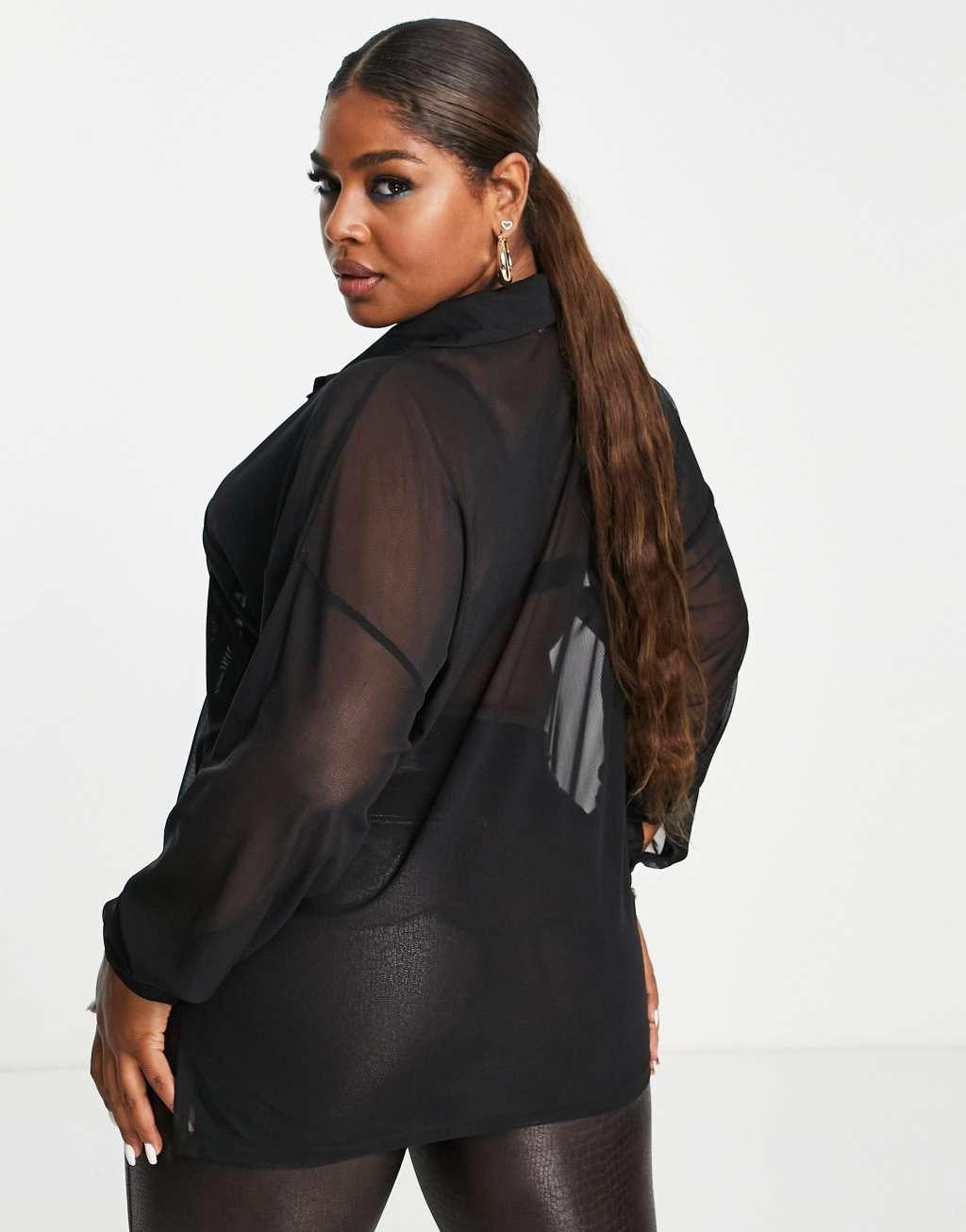 ASOS DESIGN Curve oversized mesh shirt Product Image