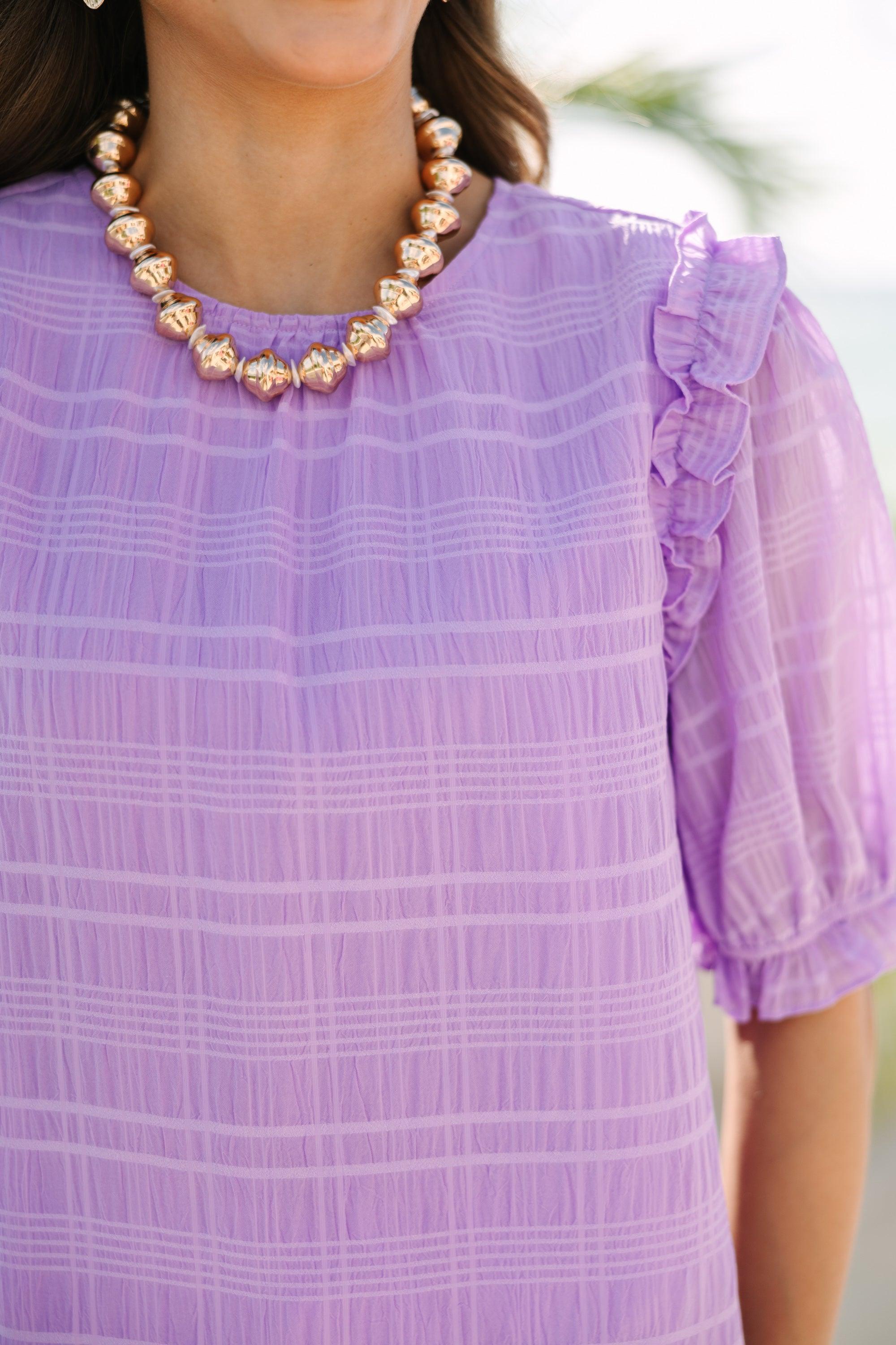 Glad To See You Lavender Purple Ruffled Blouse Female Product Image