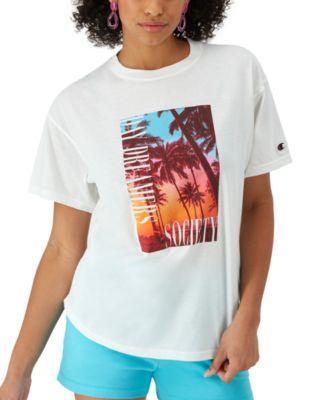 Womens Champion Graphic T-Shirt, Palm Tree White 2XL Product Image