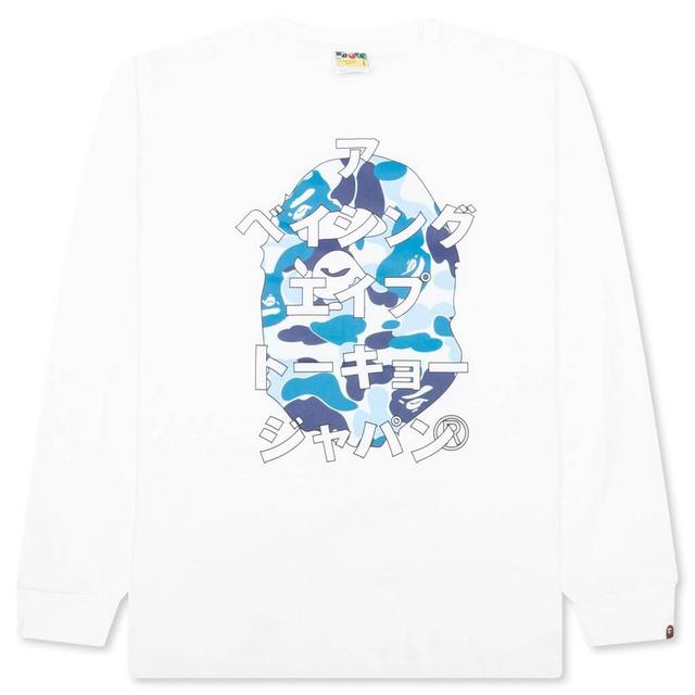 Abc Camo Japanese Letters L/S Tee - White/Blue Male Product Image