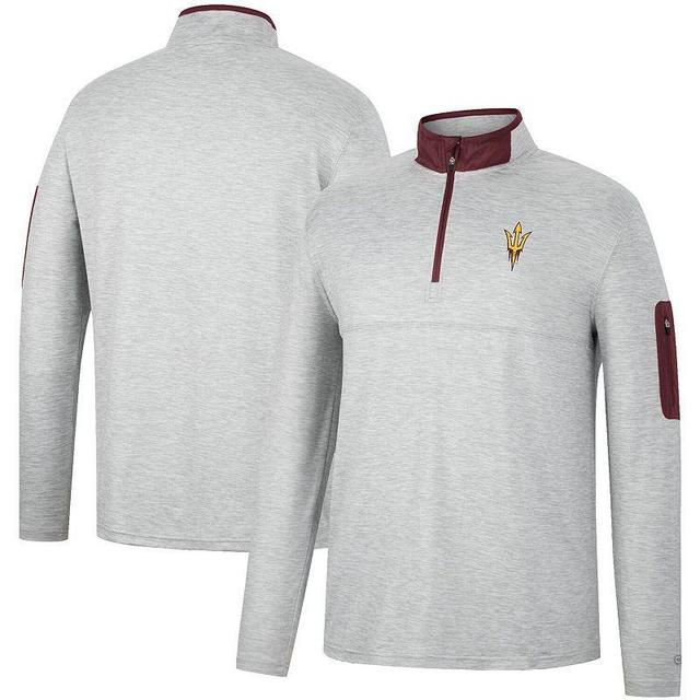 Mens Colosseum Heathered Gray/Maroon Arizona State Sun Devils Country Club Windshirt Quarter-Zip Jacket Product Image