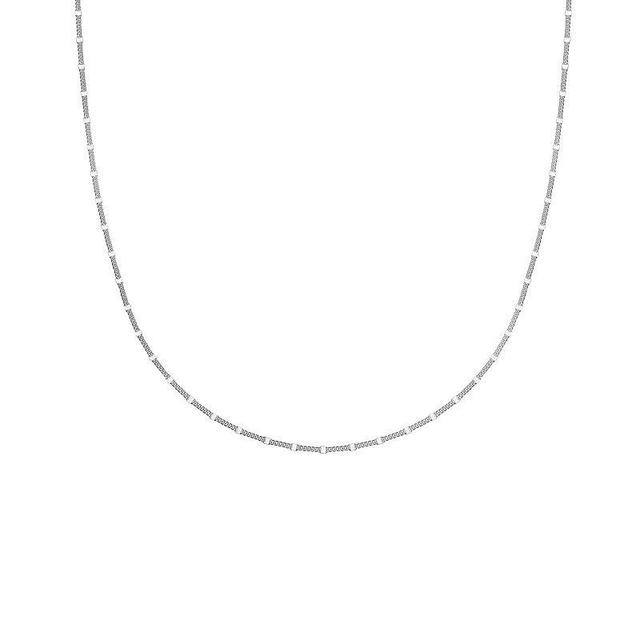 PRIMROSE Sterling Silver Polished Mirror Station Curb Chain Necklace, Womens Grey Product Image