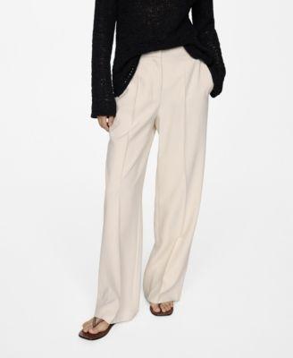 Mango Womens Wide Leg Pleated Pants product image