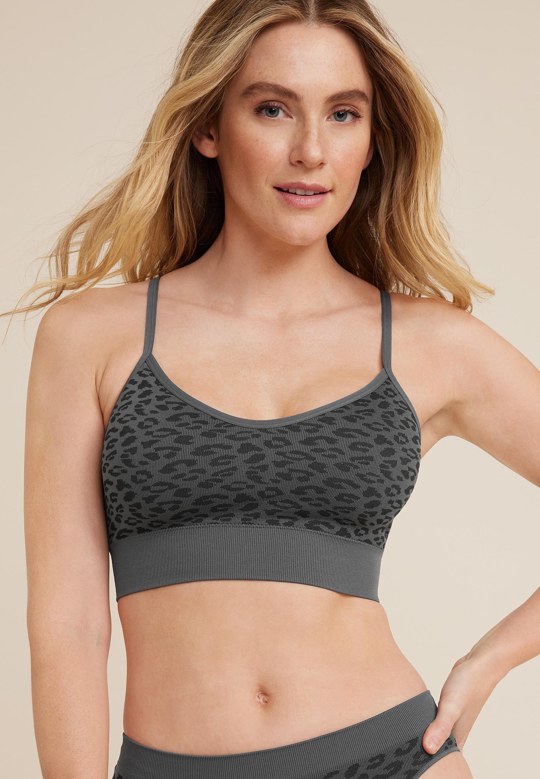 Maurices Womens True Stretch Seamless Jacquard Animal Bralette Gray Size Medium Product Image