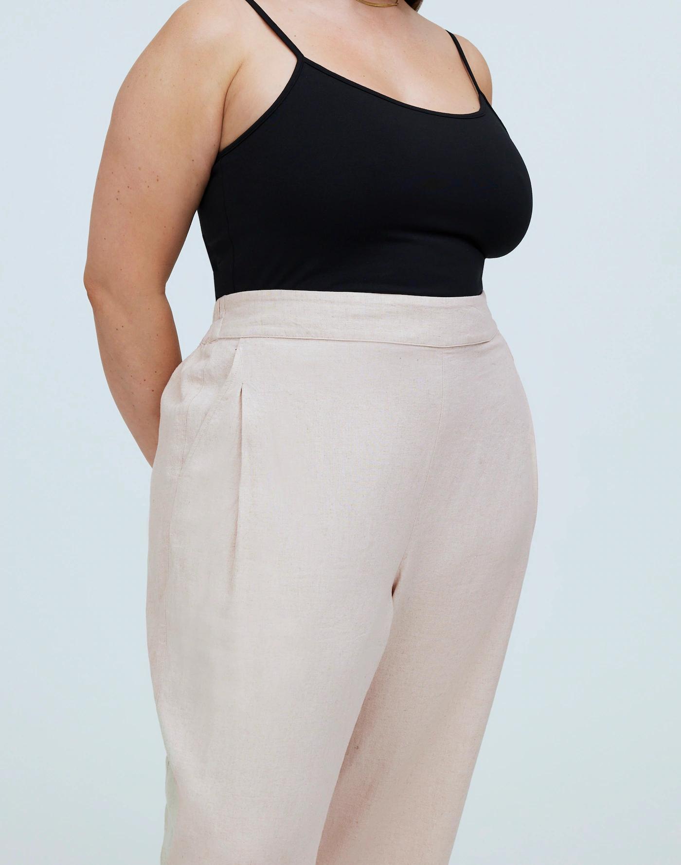 Plus Pull-On Straight Crop Pants in Linen Blend Product Image