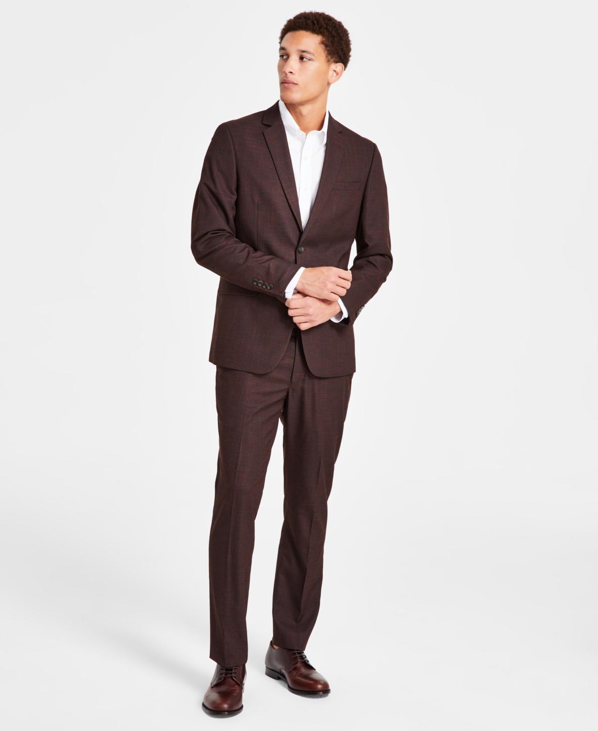 Nick Graham Mens Slim-Fit Windowpane Check Suit Product Image