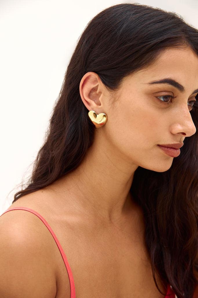 18k Gold Plated Lover Earrings Gold Product Image