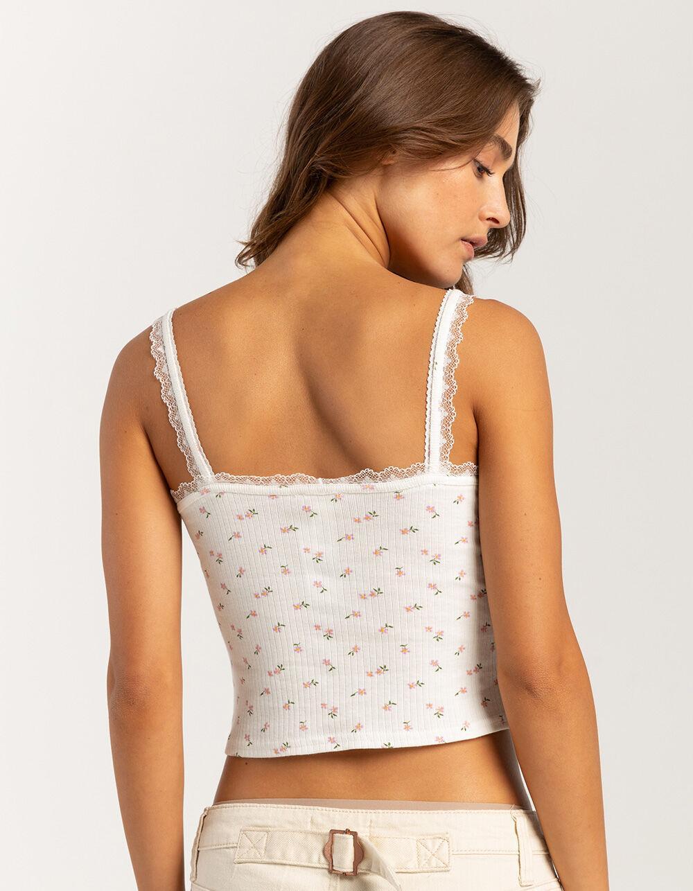 FULL TILT Floral Print Rib Womens Cami Product Image