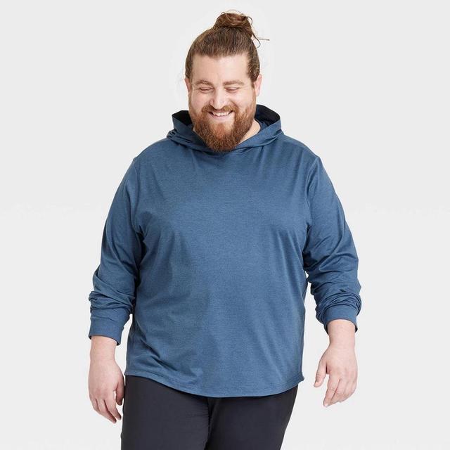 Mens Big Soft Stretch Hooded Long Sleeve Top - All In Motion Heathered Blue 3XL Product Image