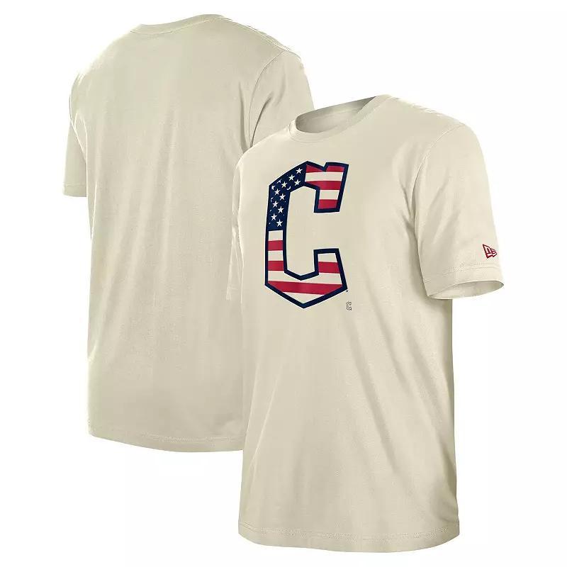 Mens New Era Cream Cleveland Guardians 4th of July Flag Fill T-Shirt Product Image