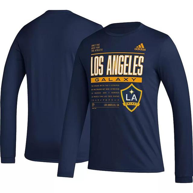 Mens adidas LA Galaxy Club DNA Long Sleeve T-Shirt Blue Product Image