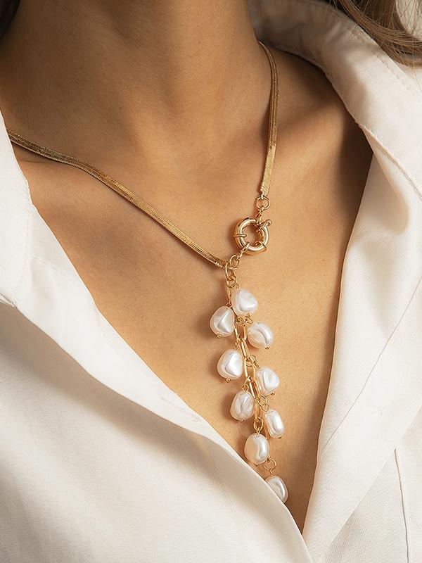 Original Pearl Pendant Geometric Necklace Product Image