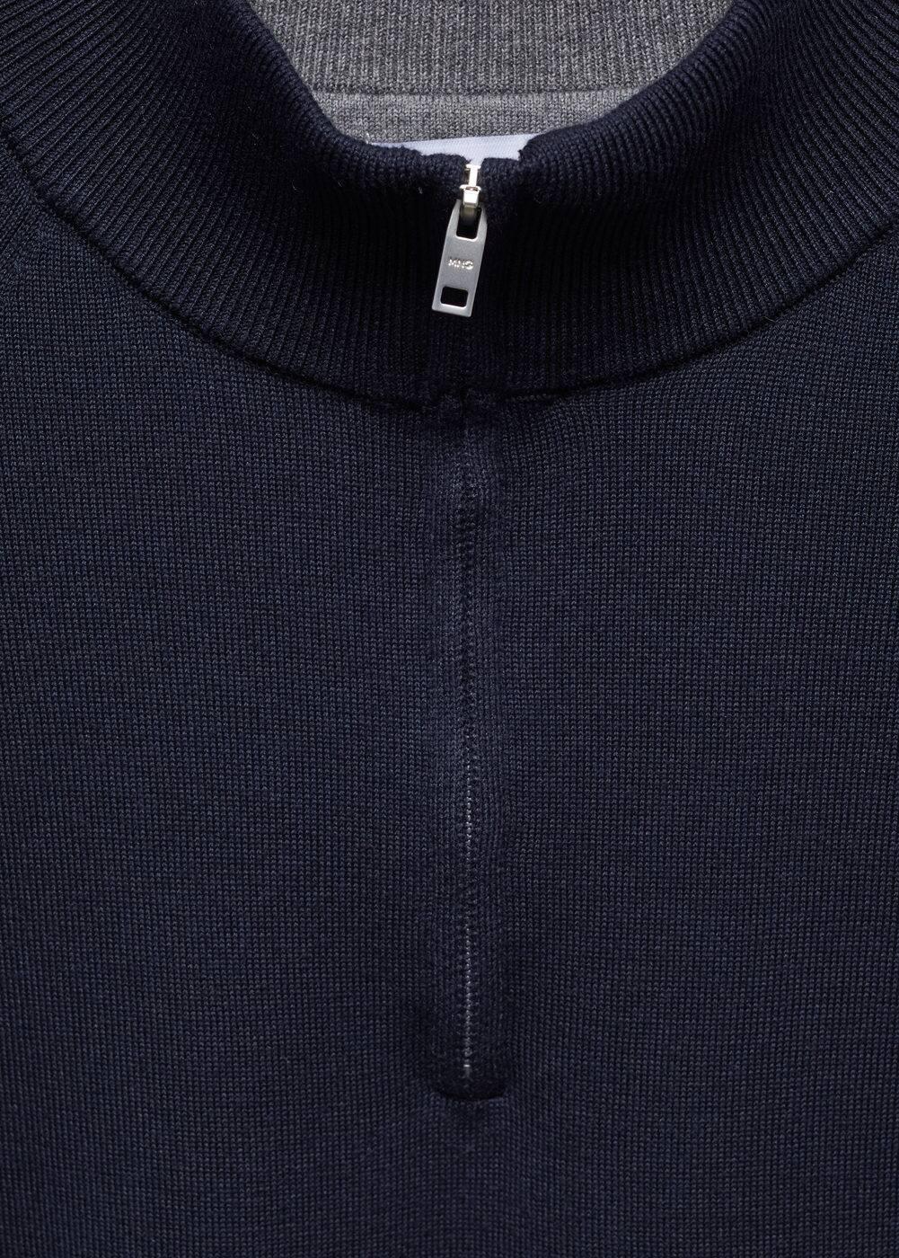 MANGO MAN - Cotton sweater with neck zipper navyMen Product Image