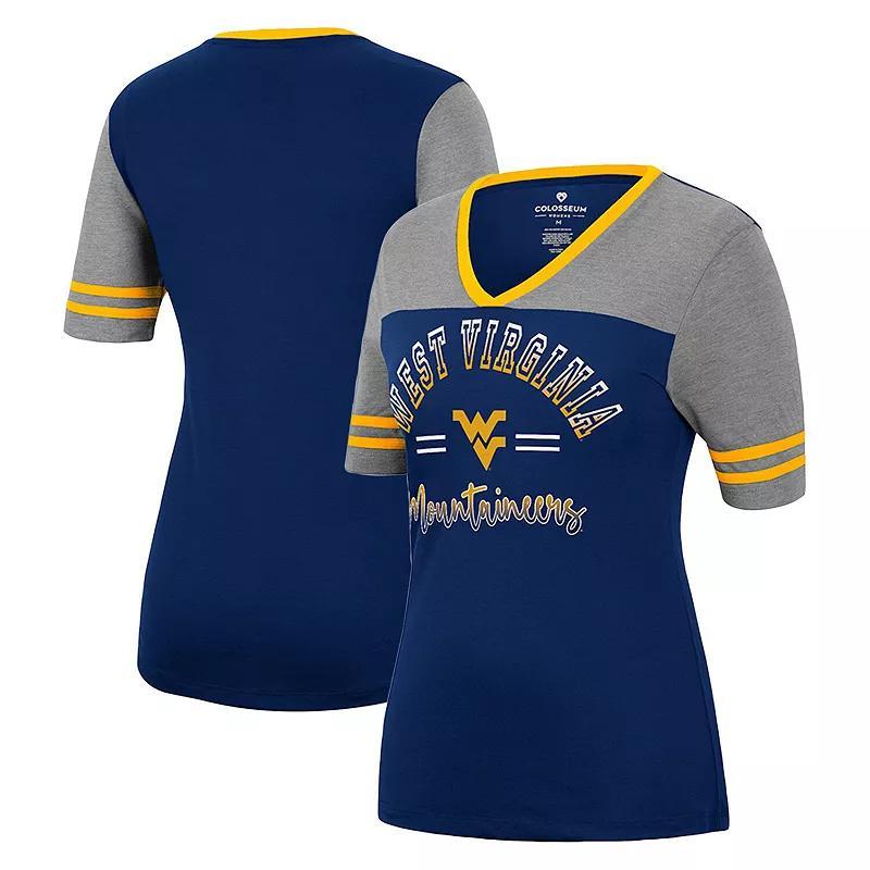 Womens Colosseum /Heathered Gray West Virginia Mountaineers There You Are V-Neck T-Shirt Blue Product Image