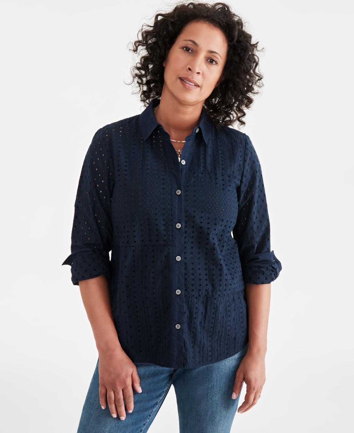 Style & Co Womens Cotton Eyelet Shirt, Created for Macys Product Image