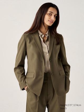 Womens Tailored Jacket Relaxed Fit Olive 2XS UNIQLO US product image