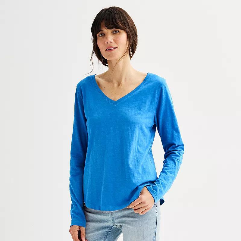 Womens Sonoma Goods For Life Everyday Long Sleeve V-Neck Tee Product Image