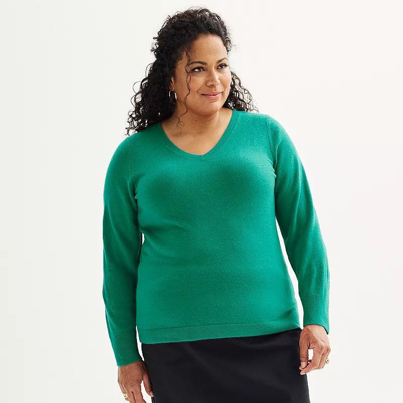 Plus Size Croft & Barrow Extra Soft V-Neck Sweater, Womens Product Image