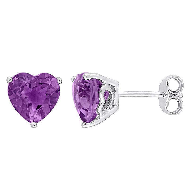 Stella Grace Sterling Silver & Gemstone Heart Stud Earrings, Womens, White Topaz Product Image