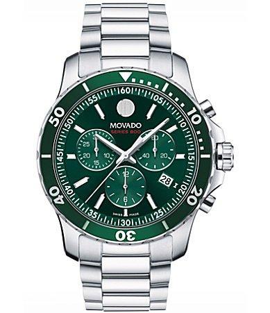 Men's Movado Series 800 Chronograph Watch with Green Dial (Model: 2600179) Product Image