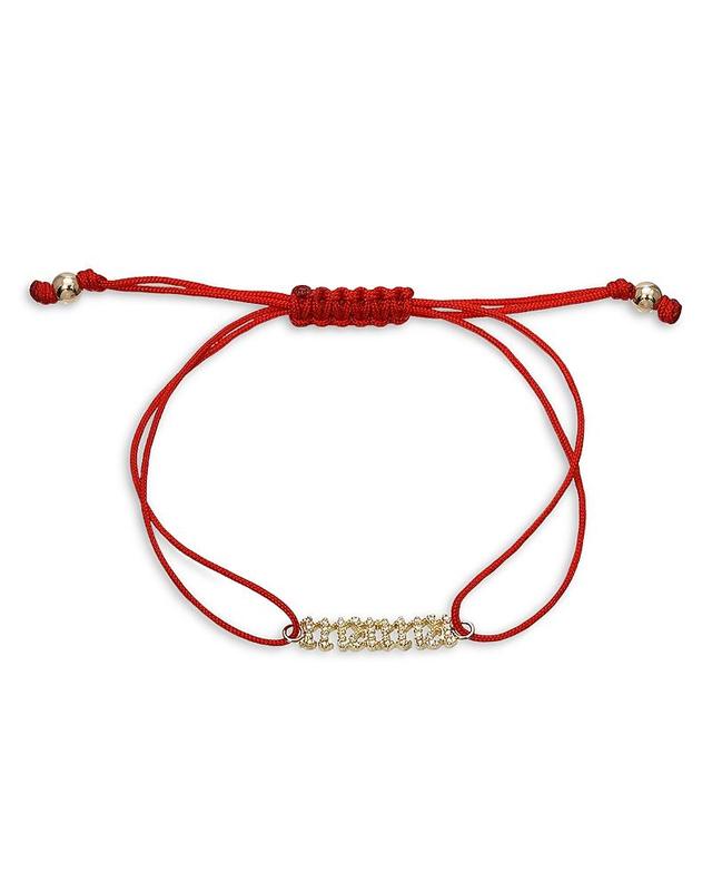 Zoe Lev 14K Gold Polished Diamond Mama Fortune Red String Bolo Bracelet Product Image