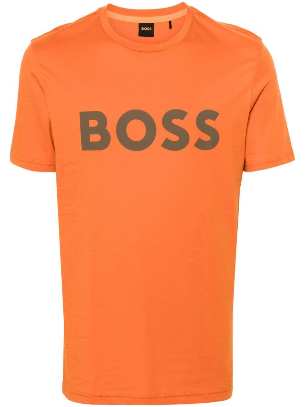 Rubber Logo Cotton T-shirt In Orange Product Image