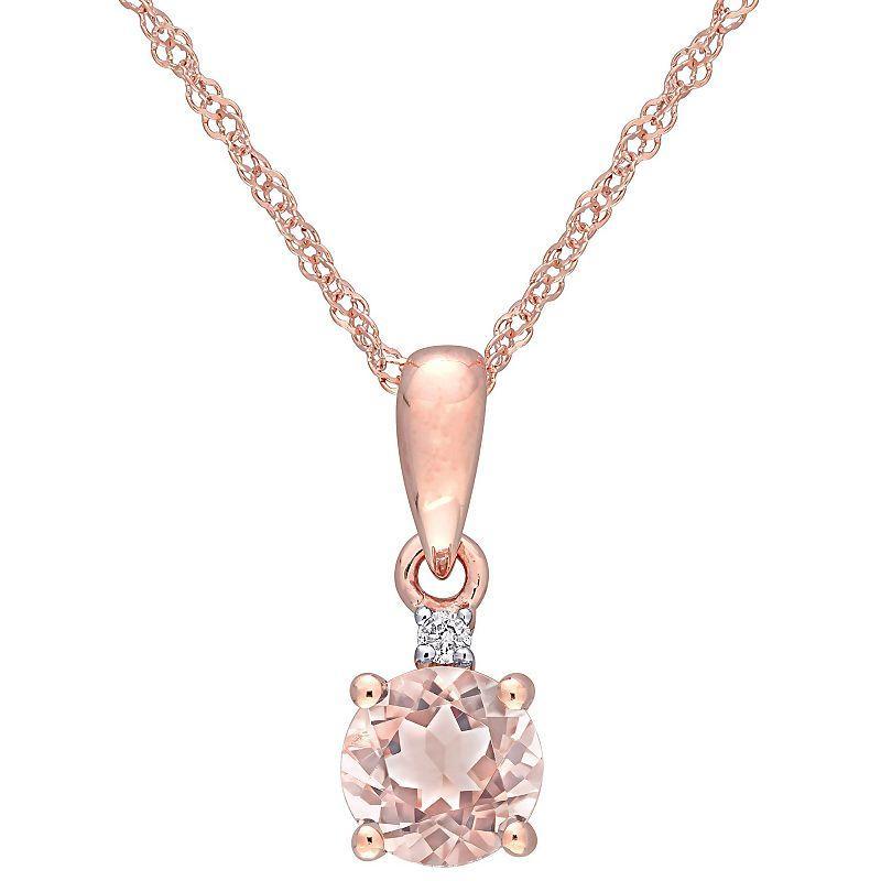 Stella Grace 10k Rose Gold Morganite & Diamond Accent Drop Pendant Necklace, Womens Pink Product Image