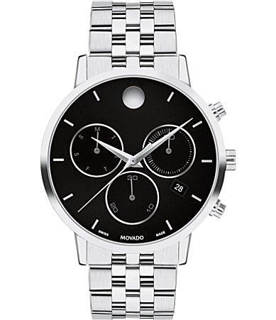 Men's Movado MuseumÂ® Classic Two-Tone PVD Chronograph Watch with Black Dial and Date Window (Model: 0607777) Product Image