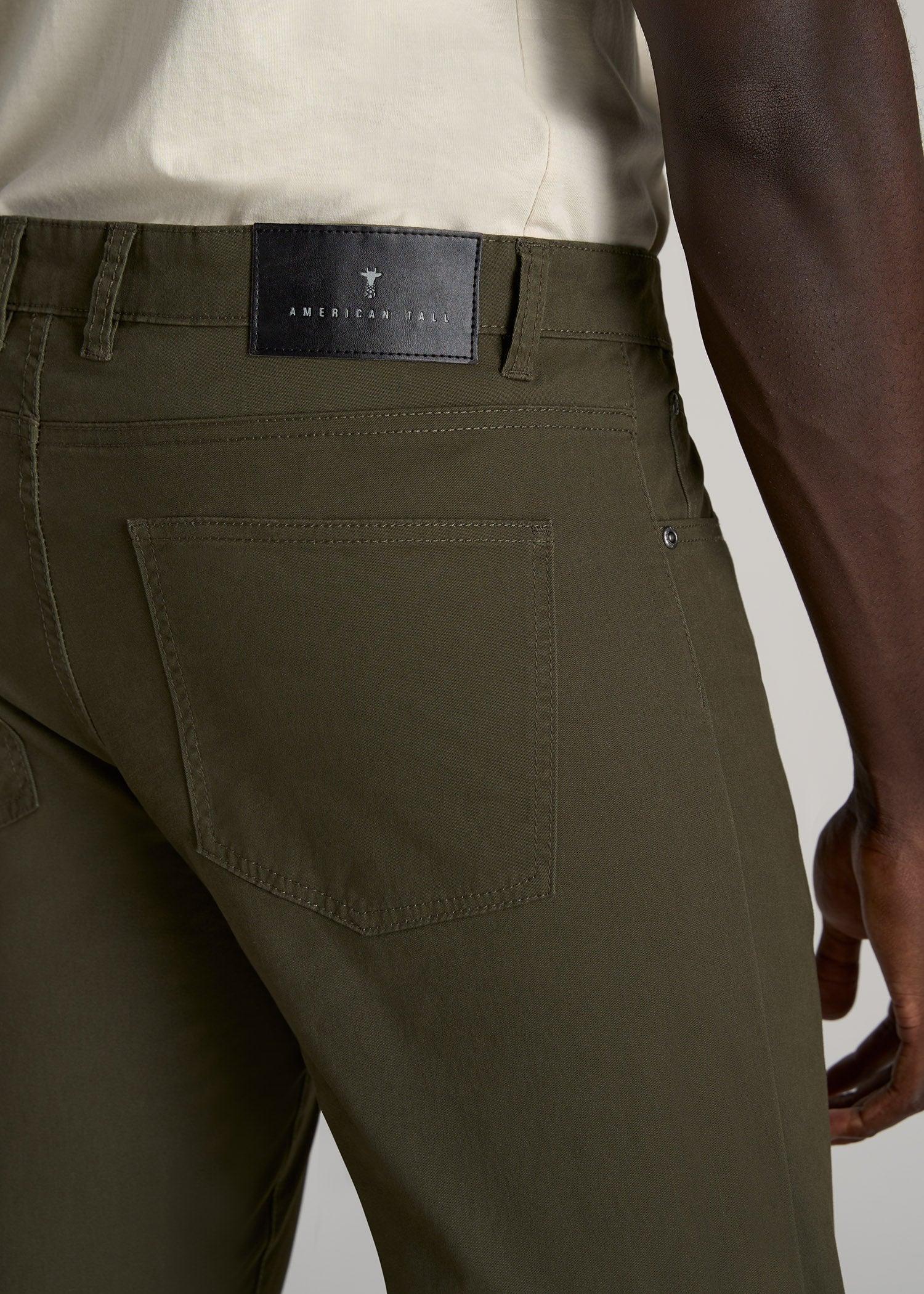 Carman TAPERED Fit Five Pocket Pants for Tall Men in Camo Green Product Image