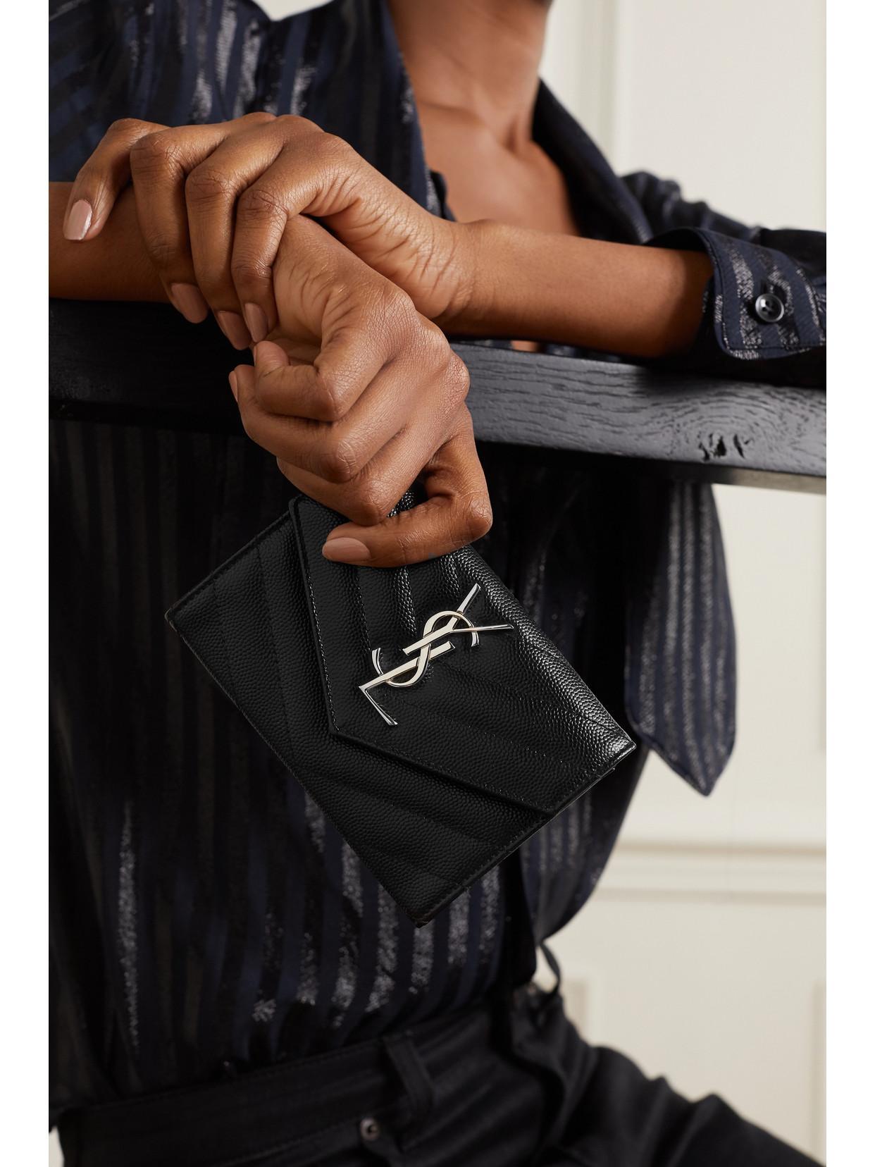 SAINT LAURENT Monogramme Envelope Quilted Textured-leather Wallet In Black Product Image