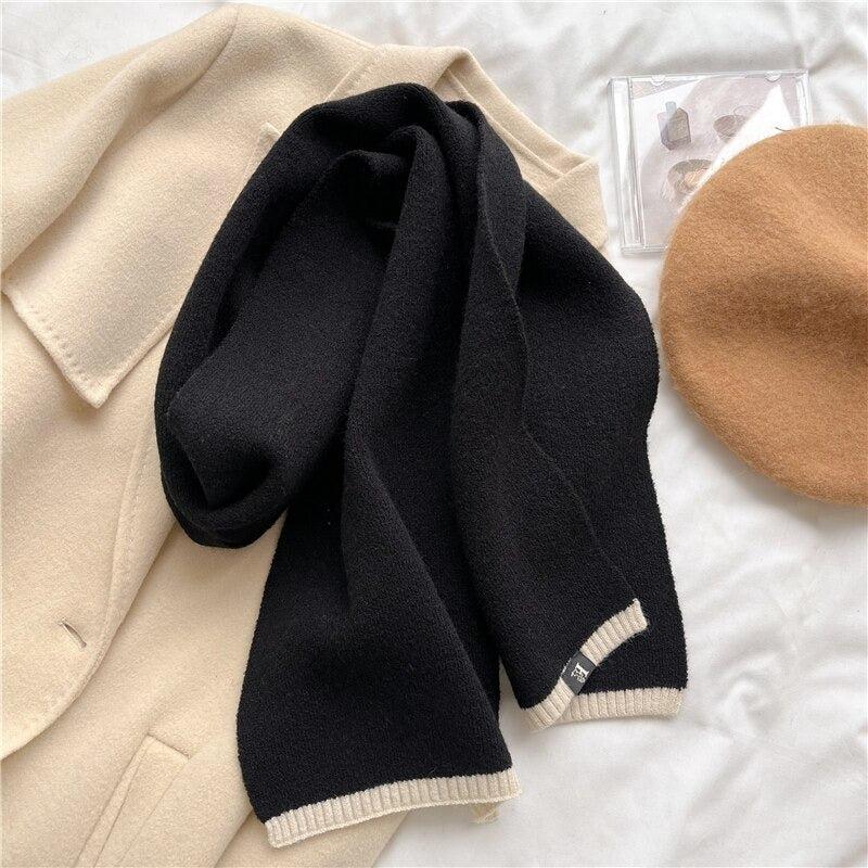 Solid-Colored Warm Cashmere Winter Knitted Scarves Light Brown Product Image