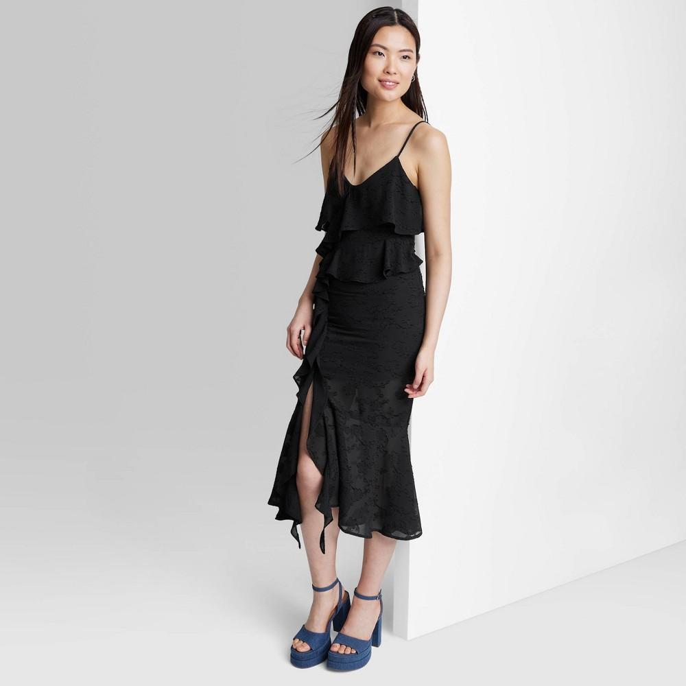 Womens Ruffle Midi Dress - Wild Fable Black XXS Product Image