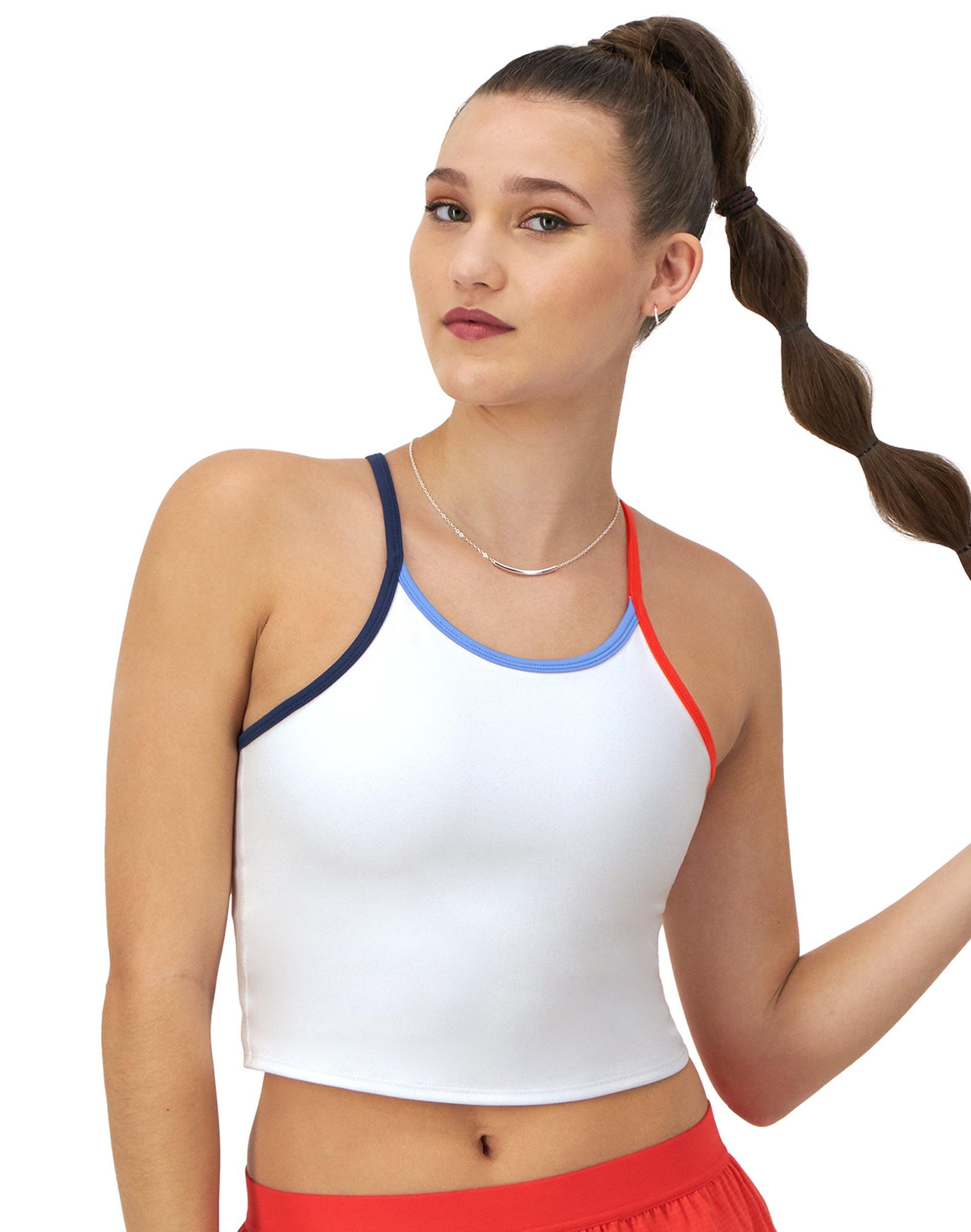 Womens Champion Soft Touch Longline Cami, Shelf Bra, C Logo Plaster Blue XS Product Image