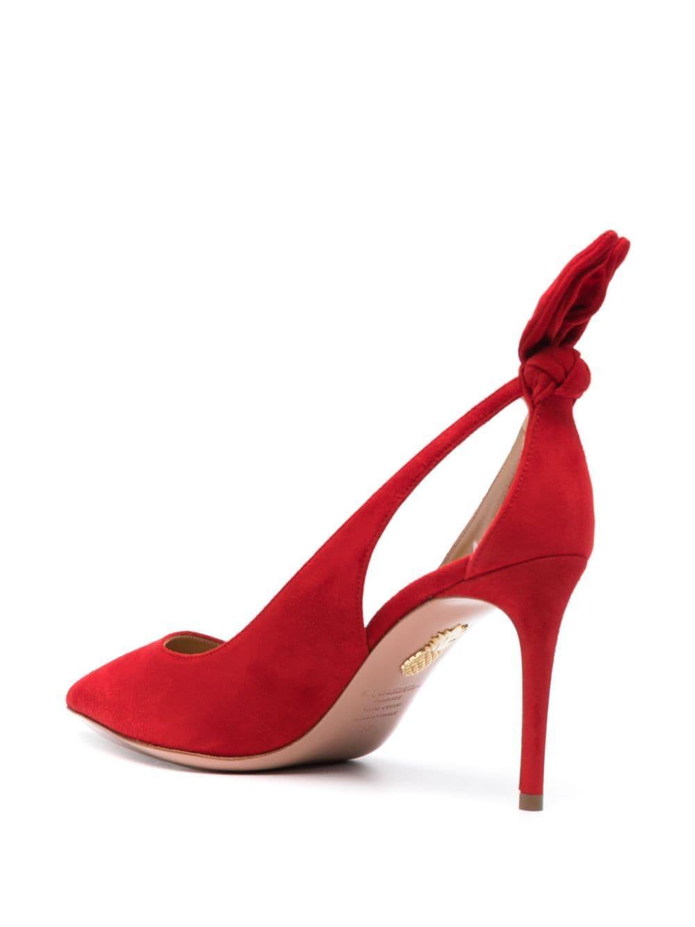 AQUAZZURA Bow Tie 85mm Suede Pumps In Red Product Image