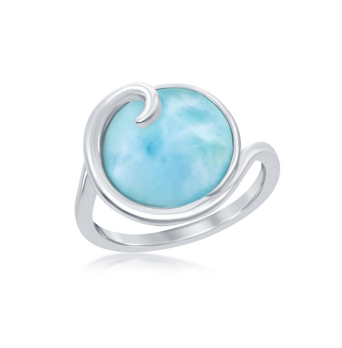 Sterling Silver Wave Design Larimar Ring, Womens Product Image