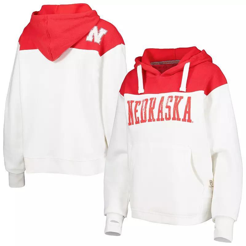 Womens Pressbox /Scarlet Nebraska Huskers Chicago 2-Hit Yoke Pullover Hoodie Product Image