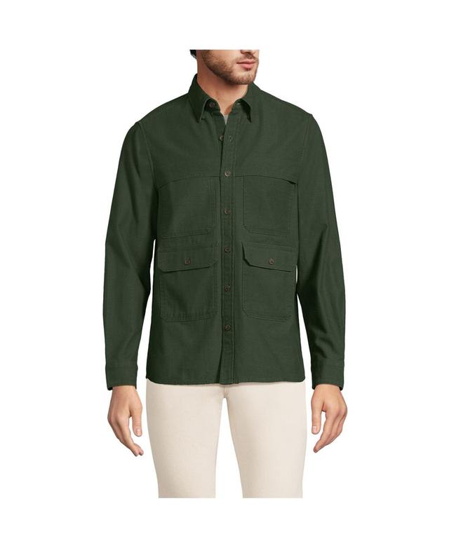 Mens Lands End Textured Twill Utility Long Sleeve Shirt Product Image