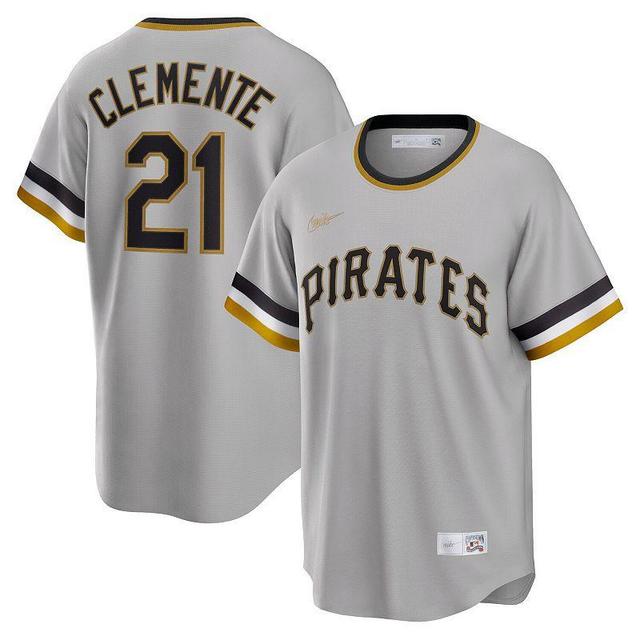 Mens Nike Roberto Clemente Gray Pittsburgh Pirates Road Cooperstown Collection Player Jersey Product Image