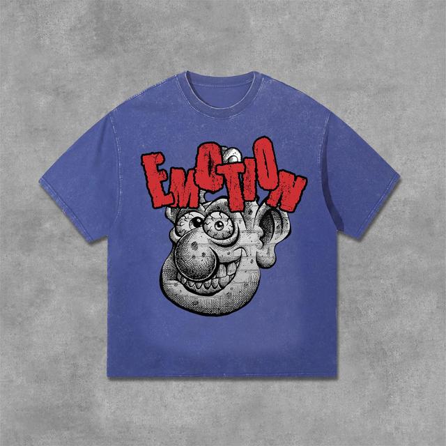 Vintage Cartoon Monster Graphic Print Acid Washed Street T-Shirt Product Image