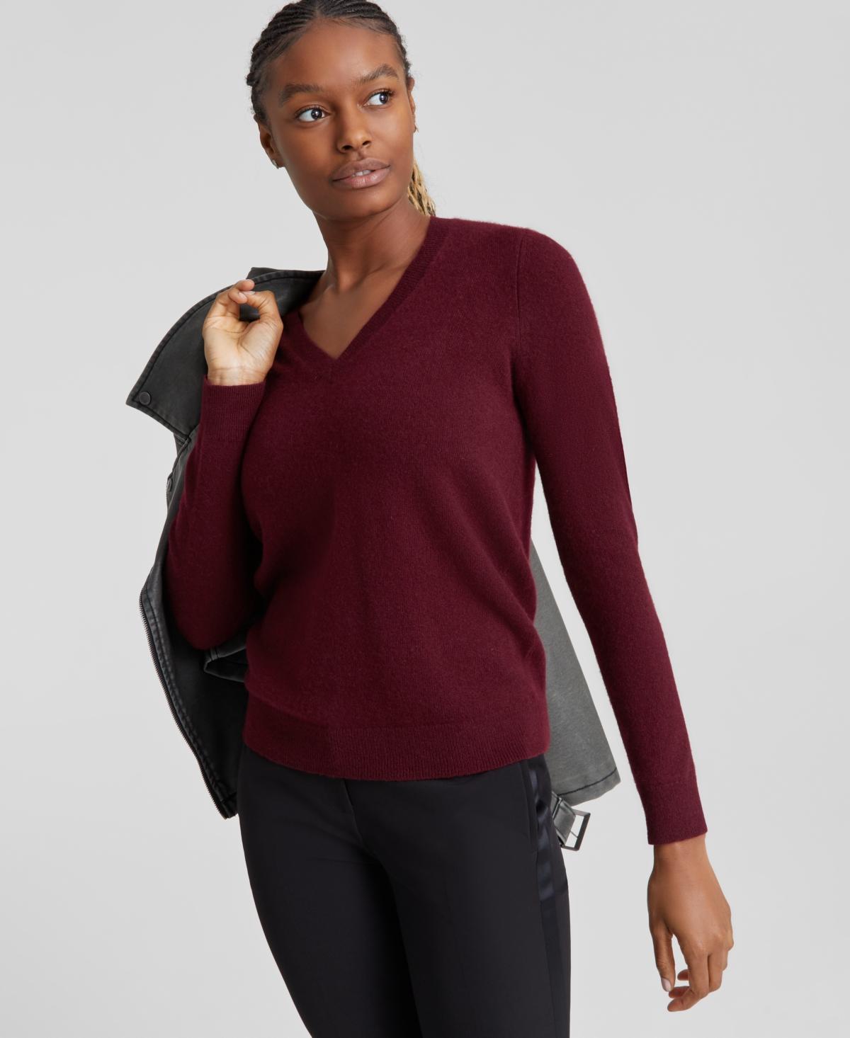 Charter Club 100% Cashmere Womens V-Neck Long-Sleeve Sweater, Regular & Petites, Created for Macys Product Image