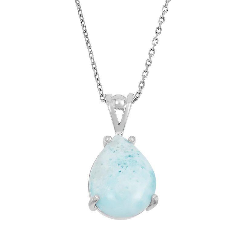 Larimar Sterling Silver Teardrop Pendant Necklace, Womens Blue Product Image