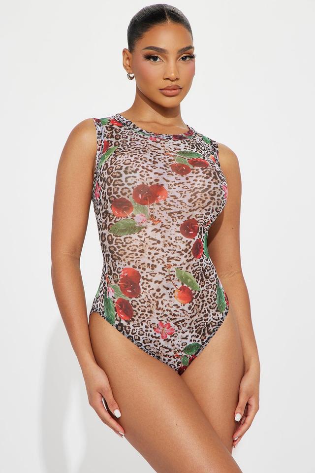 Candy Leopard Mesh Bodysuit - Leopard Product Image