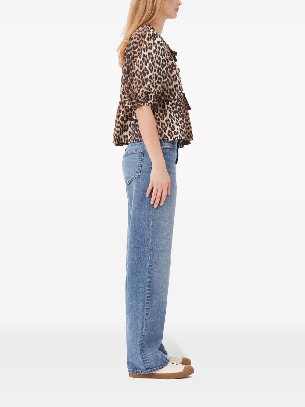 leopard-print organic-cotton blouse Product Image